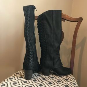 Black Fergalicious tall boots